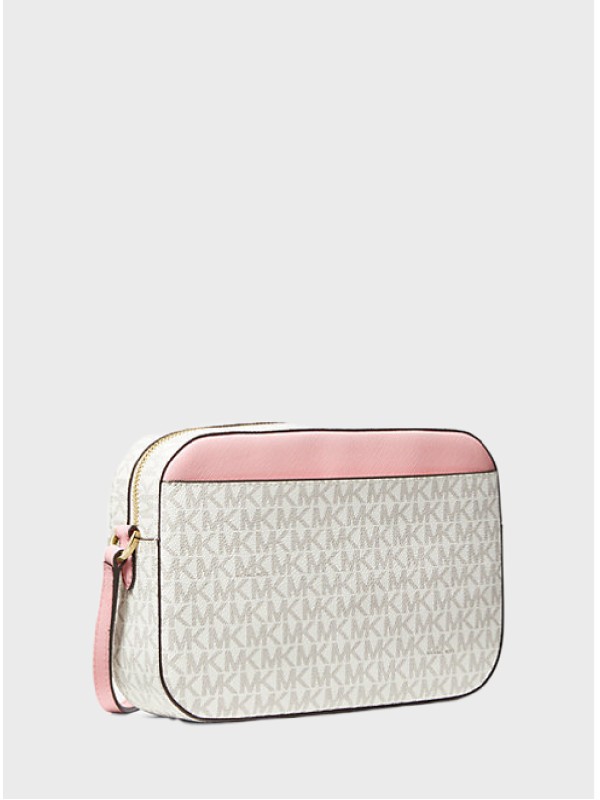 Cумка Michael Kors East West Zip Chain Crossbody Vanilla Logo Powder Blush