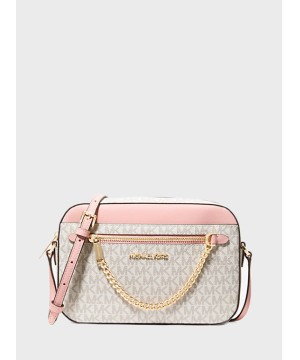 Cумка Michael Kors East West Zip Chain Crossbody Vanilla Logo Powder Blush