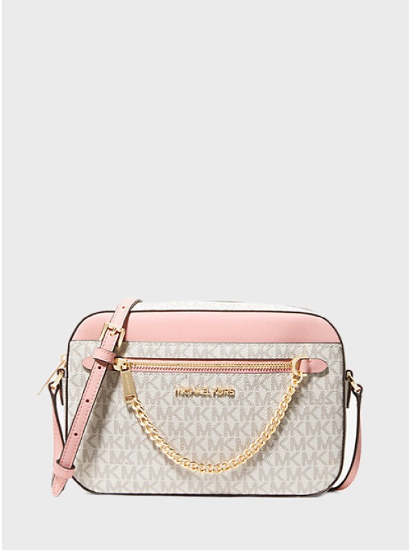 Cумка Michael Kors East West Zip Chain Crossbody Vanilla Logo Powder Blush