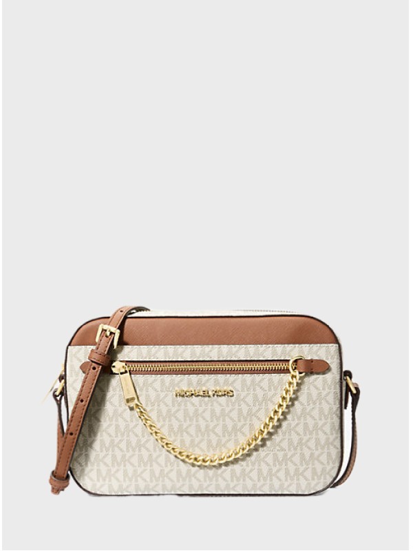 Cумка Michael Kors East West Zip Chain Crossbody Vanilla Logo