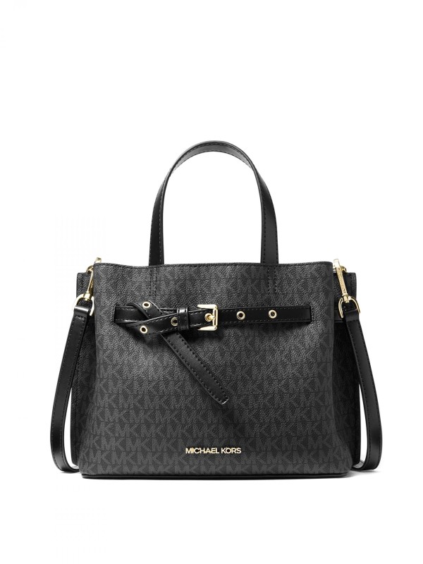 Cумка Michael Kors Emilia Small Satchel Black Logo