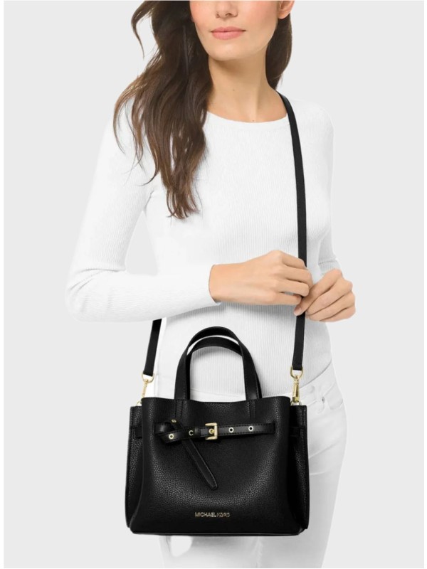 Cумка Michael Kors Emilia Small Leather Satchel Black Gold