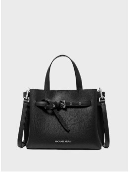 Cумка Michael Kors Emilia Small Leather Satchel Black Silver