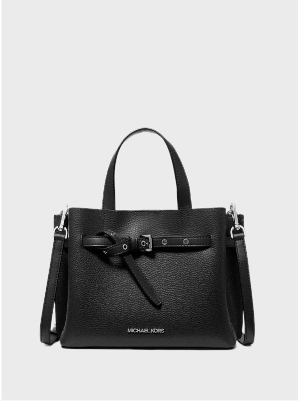 Cумка Michael Kors Emilia Small Leather Satchel Black Silver