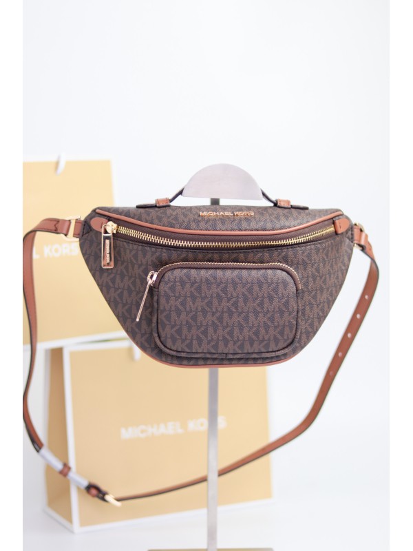 Cумка Michael Kors Erin Brown logo бананка