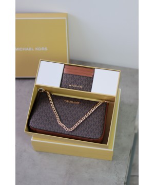 Подарунковий набір Michael Kors Gift box Jet Set travel+cardholder Brown logo