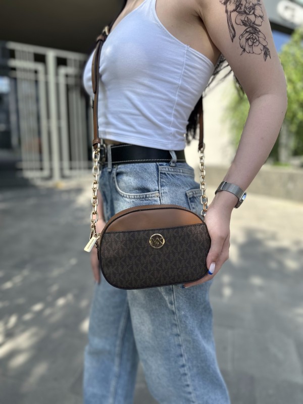 Cумка Michael Kors Jet Set Glam Brown logo