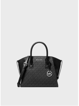 Сумка Michael Kors Avril Small Leather Top-Zip Satchel Black Logo