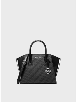 Сумка Michael Kors Avril Small Leather Top-Zip Satchel Black Logo
