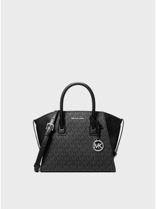 Сумка Michael Kors Avril Small Leather Top-Zip Satchel Black Logo