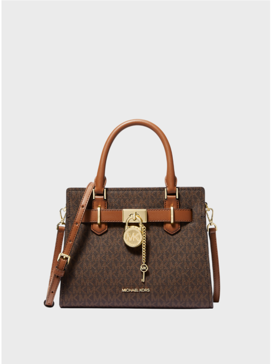 Сумка Michael Kors Hamilton Medium Saffiano Leather Satchel Brown Logo