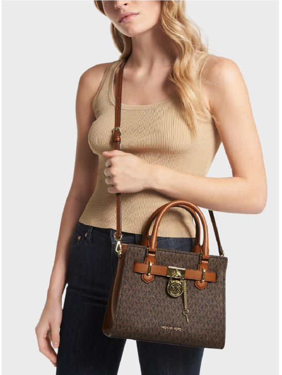 Сумка Michael Kors Hamilton Medium Saffiano Leather Satchel Brown Logo