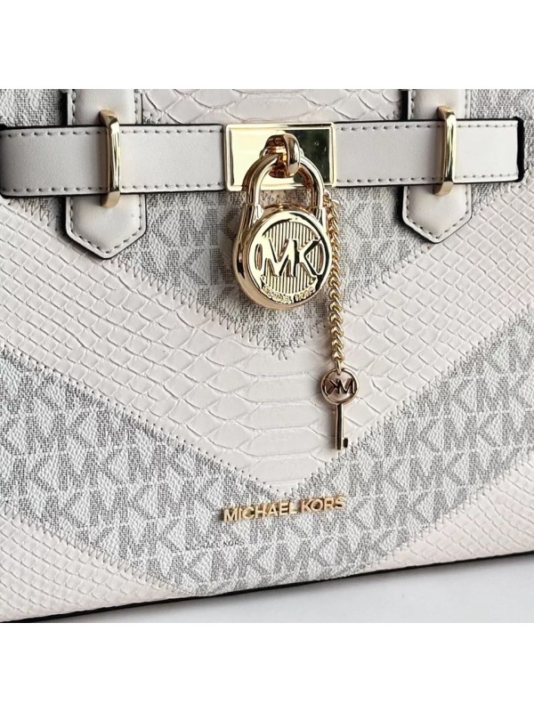 Сумка Michael Kors Hamilton Light Cream Multi MK Logo