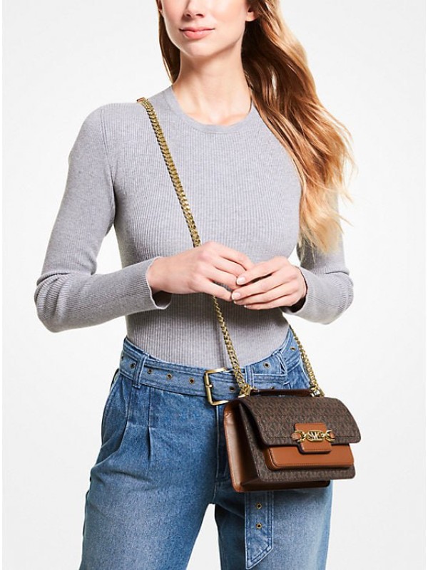 Сумка Michael Kors Heather Extra-Small Brown Logo Crossbody Bag