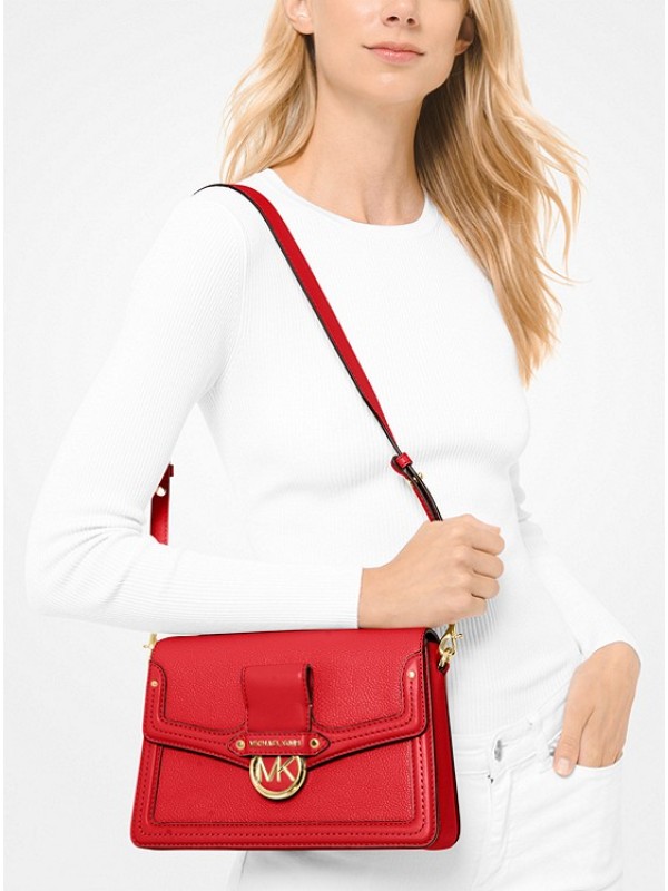 Cумка Michael Kors Jessie Medium Pebbled Leather Shoulder Bag Red