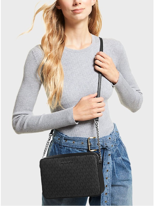 Cумка Michael Kors Jet Set Crossbody Black Logo