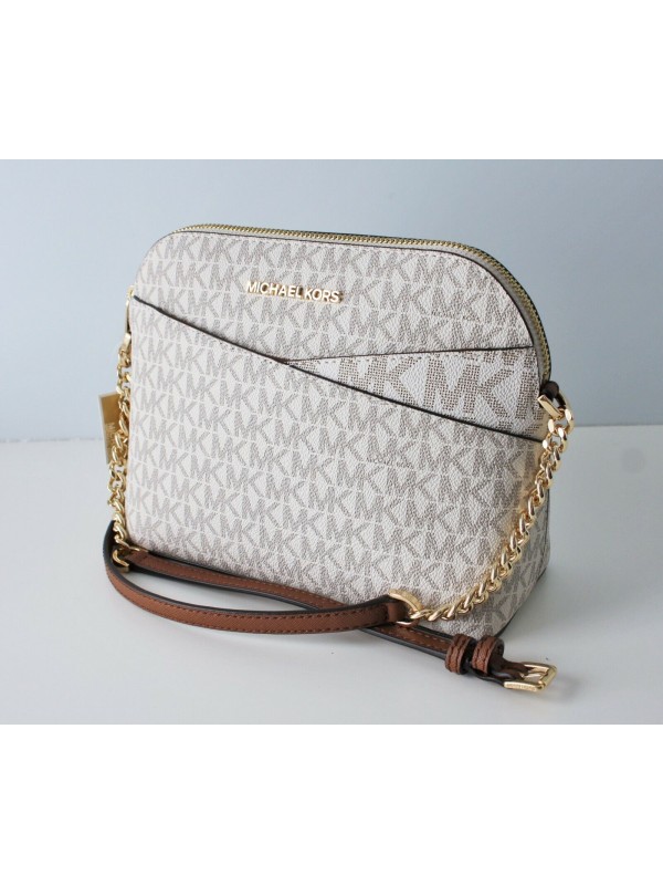 Сумка Michael Kors Jet Set Travel Medium Dome Crossbody Bag Vanilla logo