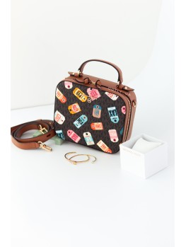 Cумка Michael Kors Jet set medium printed logo brown