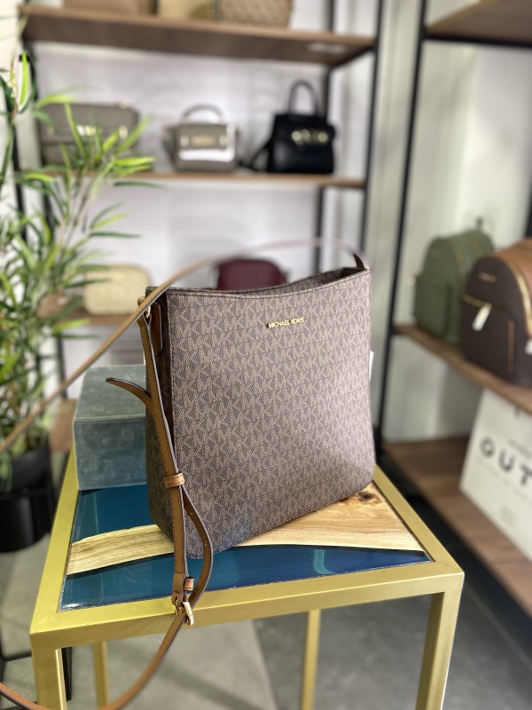 Cумка Michael Kors Jet Set Large Messenger Brown logo