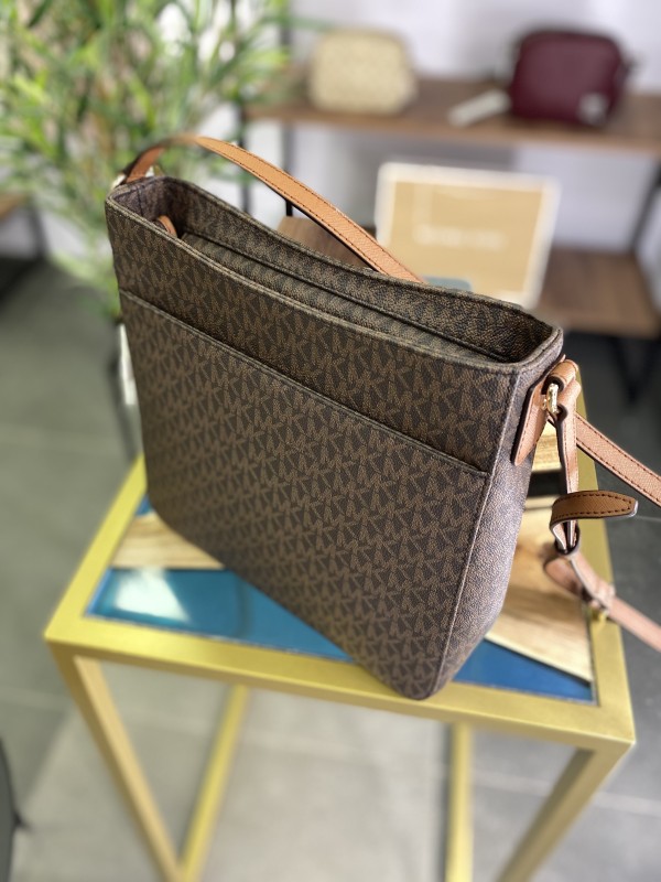 Cумка Michael Kors Jet Set Large Messenger Brown logo