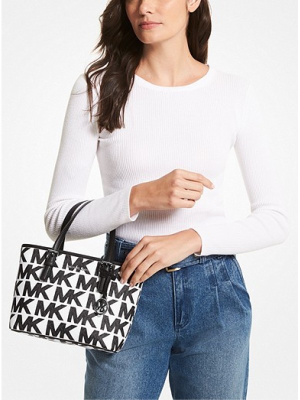 Cумка Michael Kors Jet Set Travel XS Tote Logo Black/White