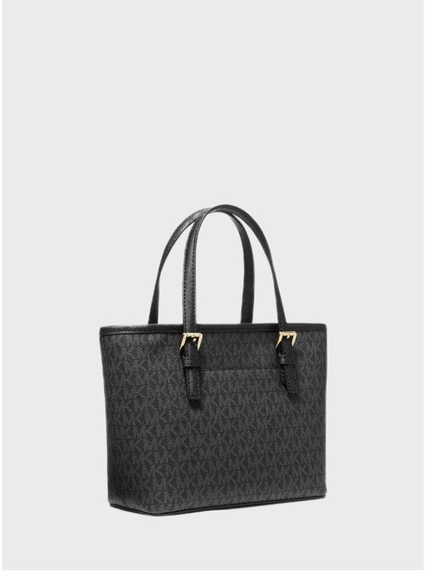 Cумка Michael Kors Jet Set Travel XS Tote Black Logo Silver