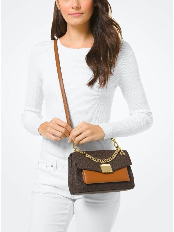 Cумка Michael Kors Lita Medium Brown logo