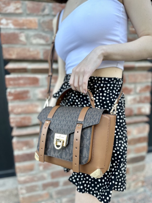 Cумка Michael Kors Manhattan Brown logo