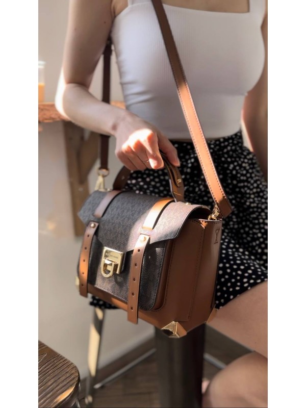 Cумка Michael Kors Manhattan Brown logo