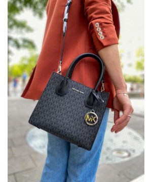 Cумка Michael Kors Mercer Mini Leather Tote Bag Black logo