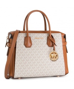 Cумка Michael Kors Mercer Medium Belted Satchel Vanilla Logo/Brown