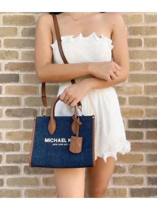 MICHAEL KORS 35F2G7ZT3C MIRELLA NS DENIM TOTE LARGE INDIGO