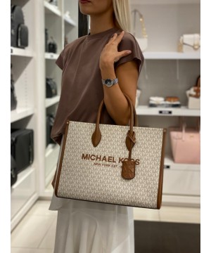 Cумка Michael Kors Mirella Medium Shopper Top Zip Tote Vanilla logo