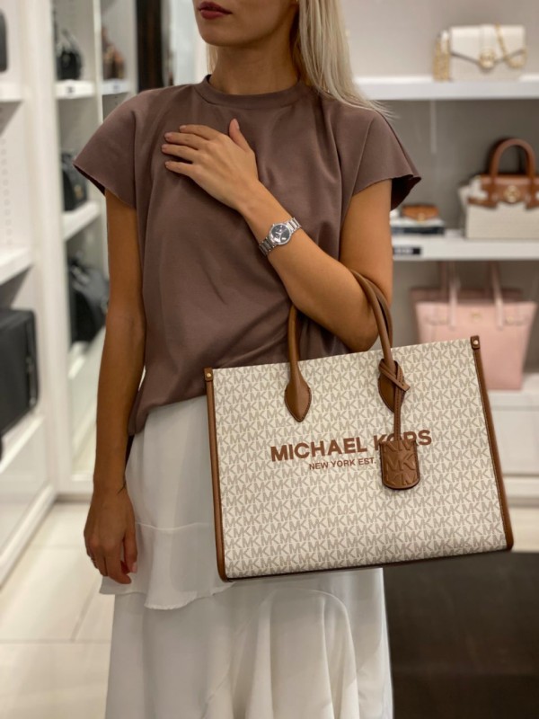 Cумка Michael Kors Mirella Medium Shopper Top Zip Tote Vanilla logo