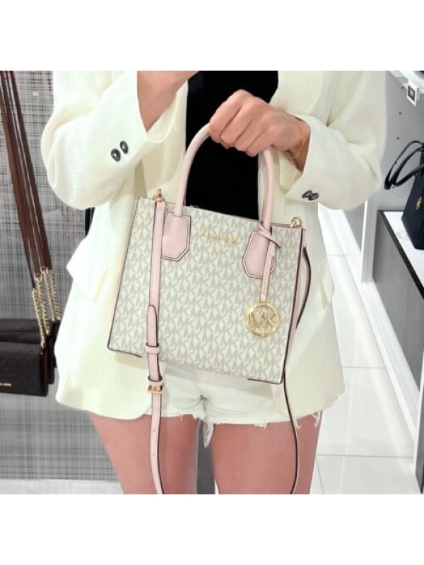 Cумка Michael Kors Mirella Small Shopper Top Zip Crossbody Bag Pink Vanilla Logo