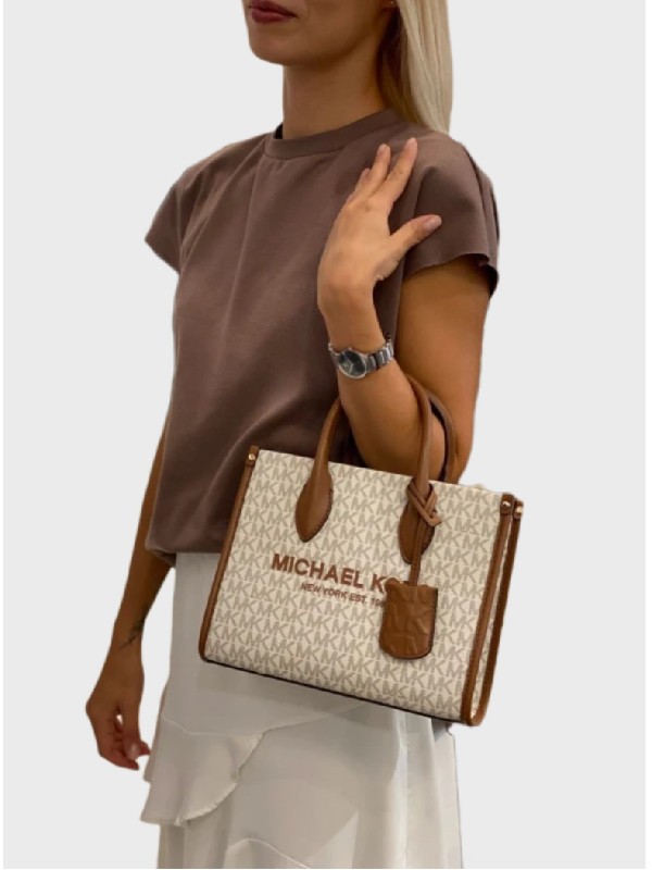 Cумка Michael Kors Mirella Small Shopper Top Zip Tote Vanilla Logo