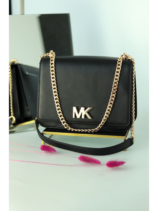 Cумка Michael Kors Mott Large Two-Tone Leather Shoulder Bag Black