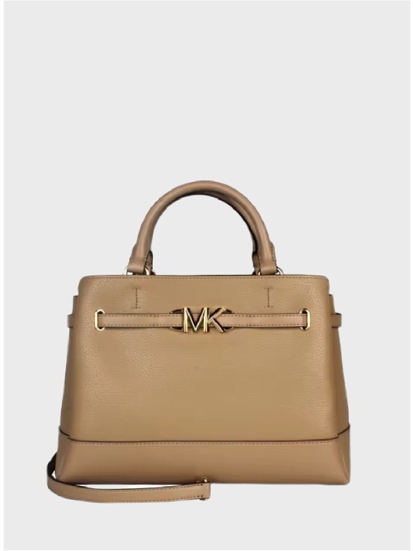 Cумка Michael Kors Reed Large Leather Belted Satchel Beige