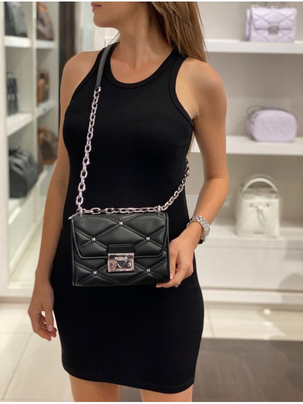 Сумка Michael Kors Serena Small Flap Crossbody  Black Silver with Studs