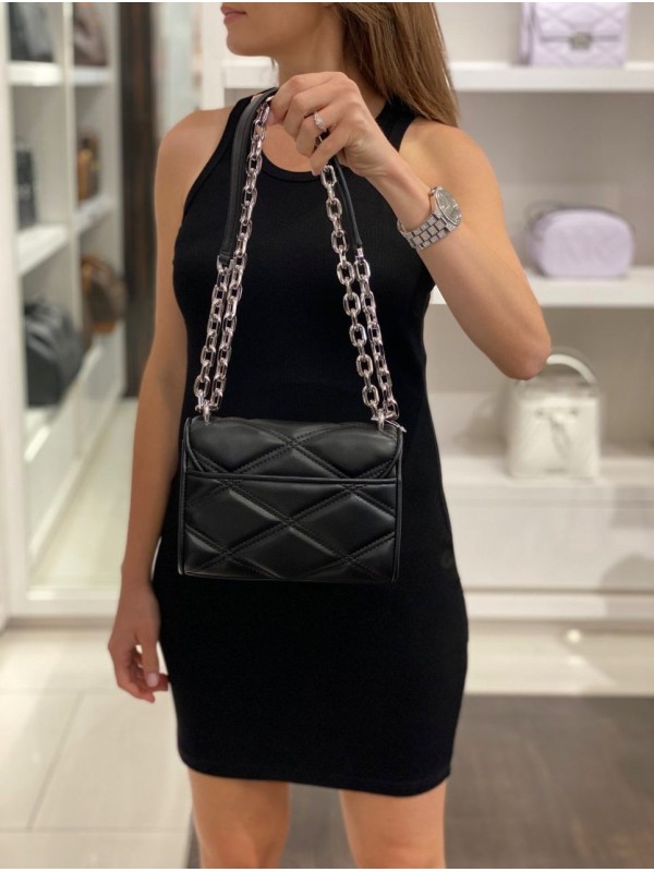 Сумка Michael Kors Serena Small Flap Crossbody  Black Silver with Studs