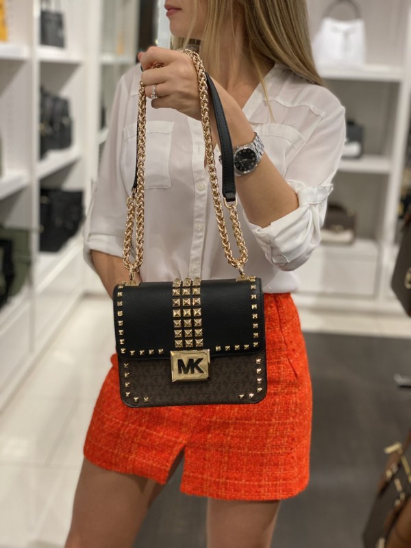 Cумка Michael Kors Sonia mini Shoulder Bag brown logo