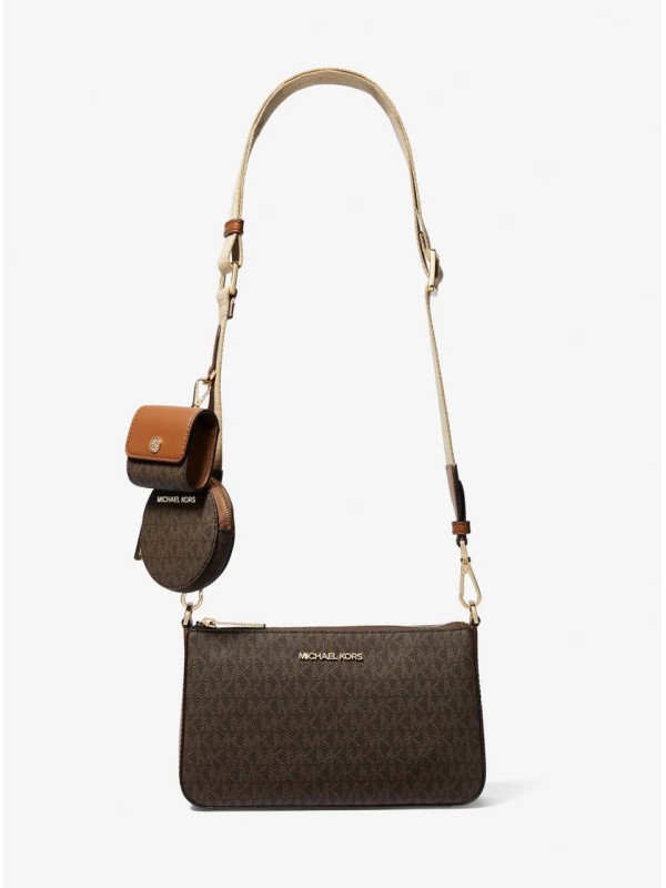 Cумка Michael Kors Jet Set Tech Crossbody Brown logo