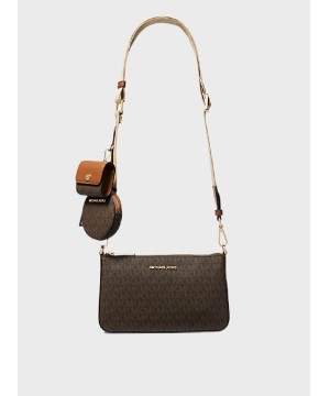 Cумка Michael Kors Jet Set  Small Tech Crossbody Brown Logo