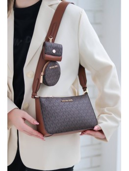 Cумка Michael Kors Jet Set Tech Crossbody Brown logo