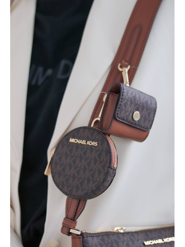 Cумка Michael Kors Jet Set Tech Crossbody Brown logo