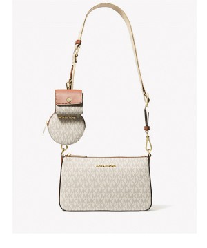 Cумка Michael Kors Jet Set Tech Crossbody brown White logo