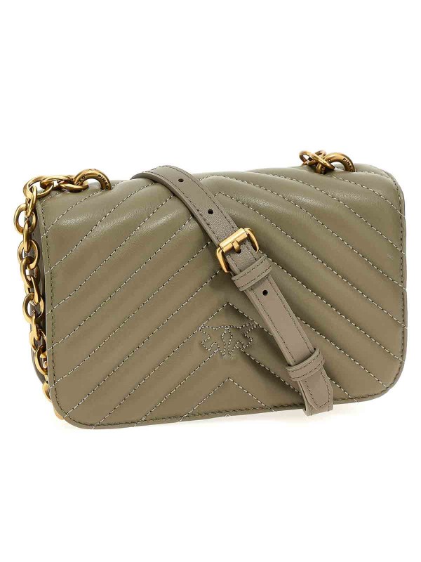 Cумка PINKO Love Bell Chevron mini FW23-24 Olive gold