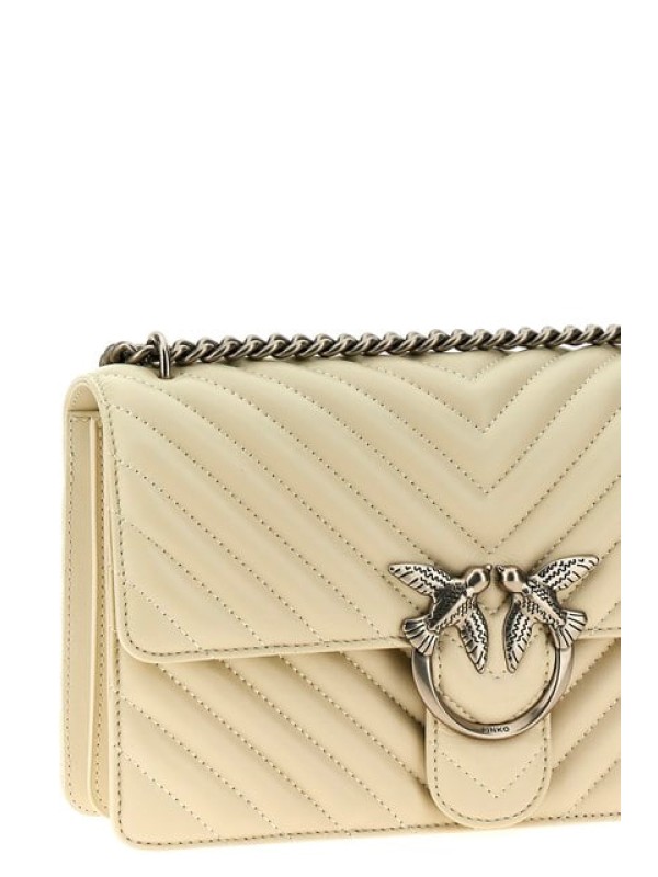 Cумка Pinko Classic Love Bag One(chevrone) medium Bianco/silver ss24