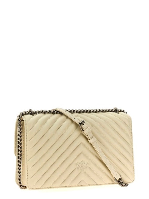 Cумка Pinko Classic Love Bag One(chevrone) medium Bianco/silver ss24