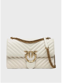 Cумка Pinko Classic Love Bag One(chevrone) Medium Bianco/Gold ss24